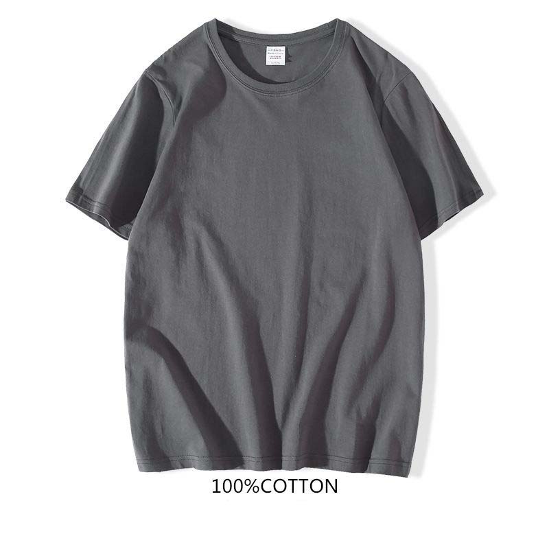 100% Pure Cotton Solid Color Short-sleeved T-shirt Men's Spring and Autumn Bottoming Shirt Trend All-match Top