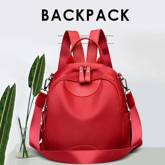 High-capacity Black Red Casual Large Capacity Simple Women's Multi-layer Canvas Backpack Travel Shopping Student Schoolbag