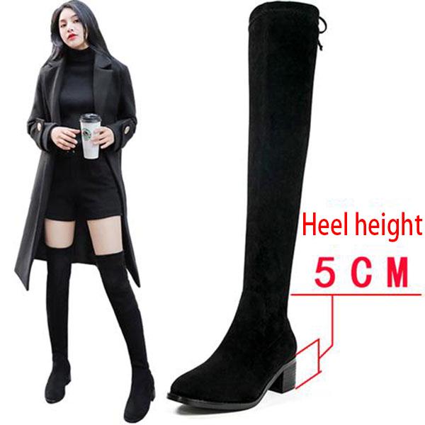 Autumn and Winter Casual Boots Women's High-heeled Stretch Wild Boots Women's Snow Boots