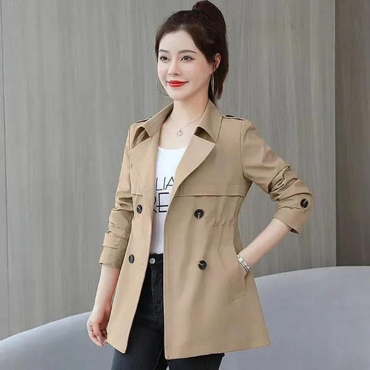 Short Coat Windbreaker Women's Spring and Autumn Waist Slimming Double-layer Lined Women's Coat