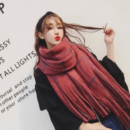 Scarf for  Women Winter Fashion Solid Soft Cashmere Scarves Ladies Pashmina Shawls Wraps Female Tassel