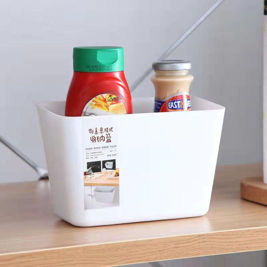 Kitchen Household Wall-mounted Plastic Trash Can Toiletries Storage Bucket Cabinet Door Hanging Bucket Desktop Sundries Storage Box