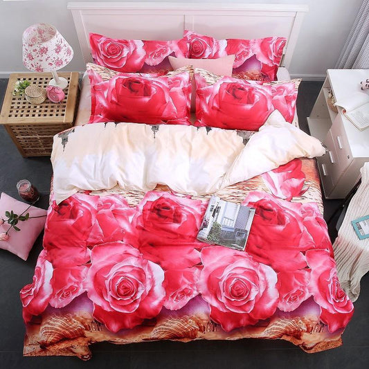 WTEMPO Brand 3D Duvet Covers Sets Comforter Cover 4pcs Bedding Sets Queen Size Wedding Bedclothes