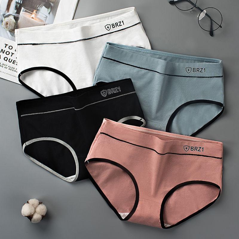 4PCS Women's Korean Cotton Underwear Girl Student Japanese Antibacterial Briefs Sexy Mid-waist Breathable Thin Large Size Briefs