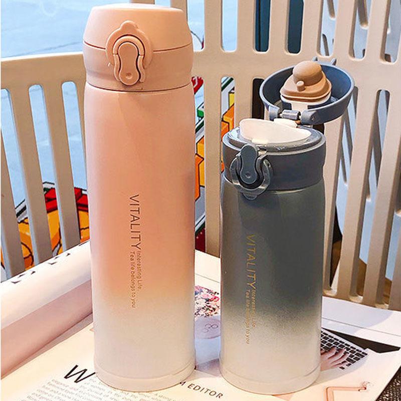 Thermos Cup Gradient Color Vacuum Flask Male and Female Students Simple Cup Creative Personality Fresh Portable Pop Lid Water Cup