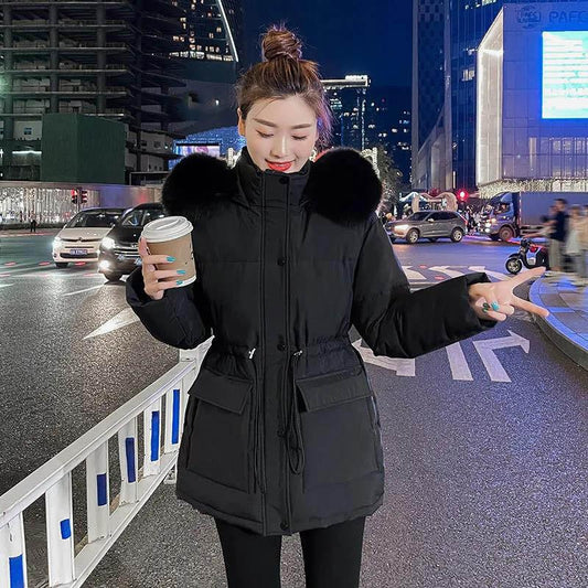 Women's Mid-length Cotton-padded Jacket Korean Style Slim and Thick Fashion All-match Winter Padded Jacket