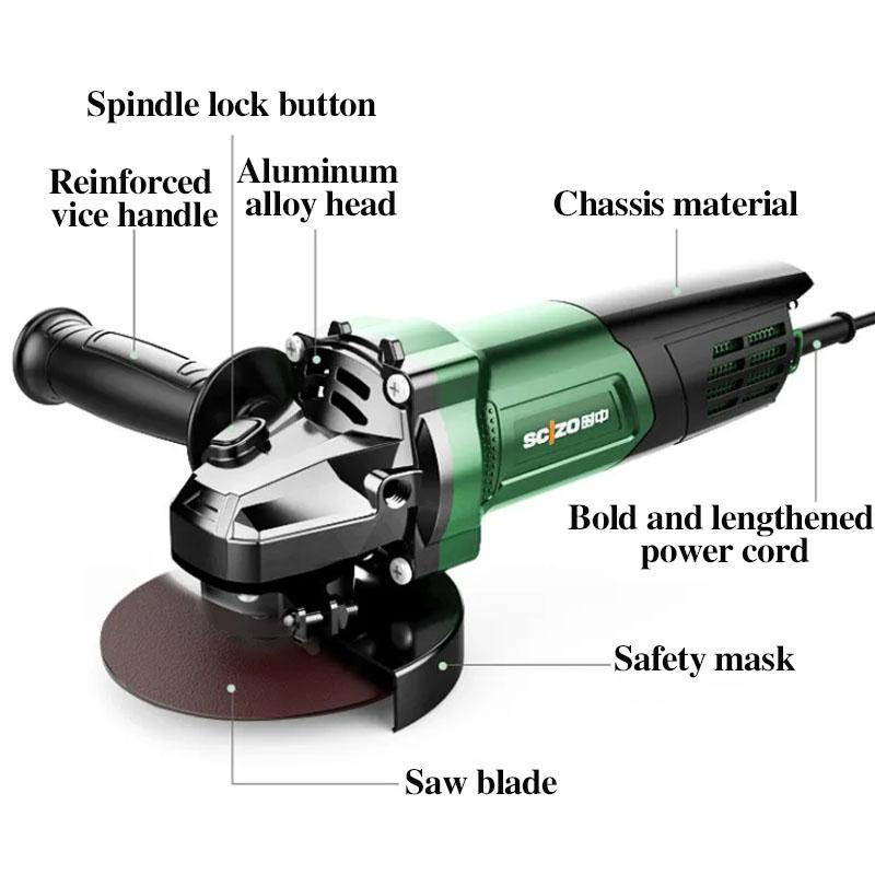 2400W Black Warrior Deluxe Wired Angle Grinder Set Cutting Machine Electric Grinder 24500RPM Handheld Polisher