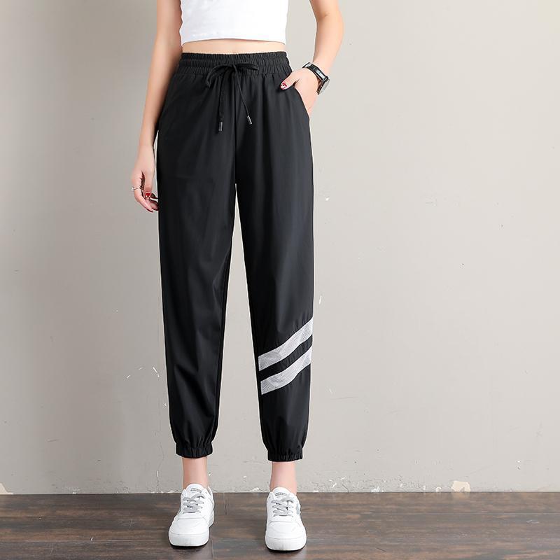 WTEMPO Hollow Casual Sport Long Pants Women Elastic Waist Joggers Sweatpants Loose Casual Baggy Trousers