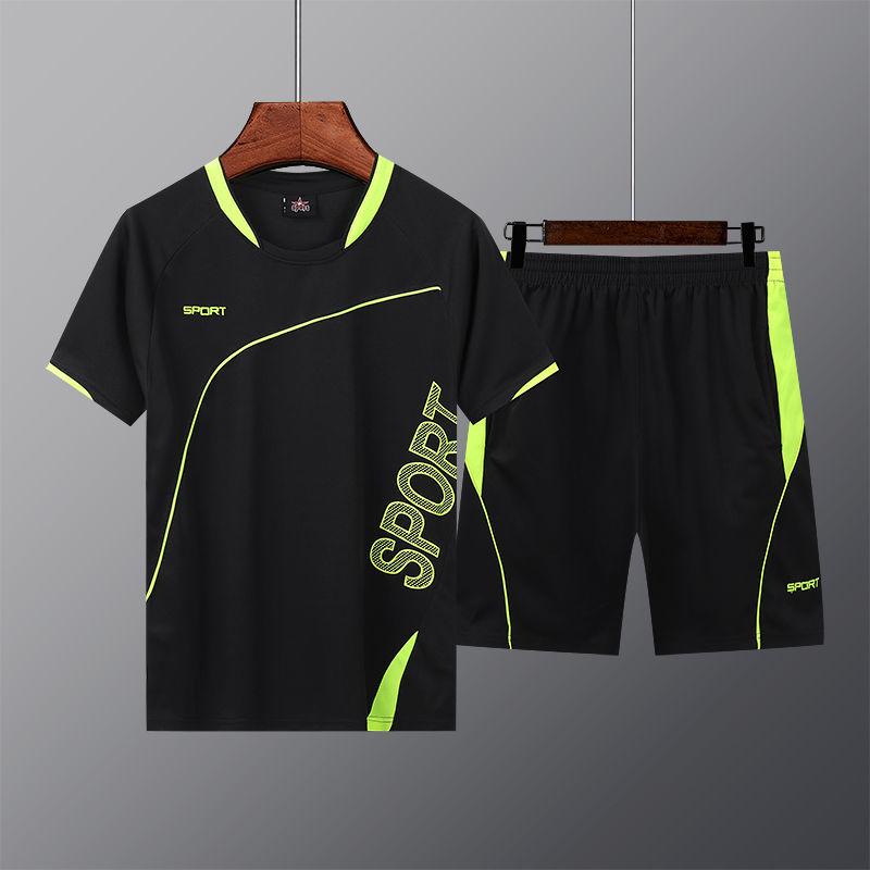 Sports Suit Men's Summer Loose Two-piece Short-sleeved Shorts Round Neck Running Suit Thin Basketball Fitness Clothing Training Suit