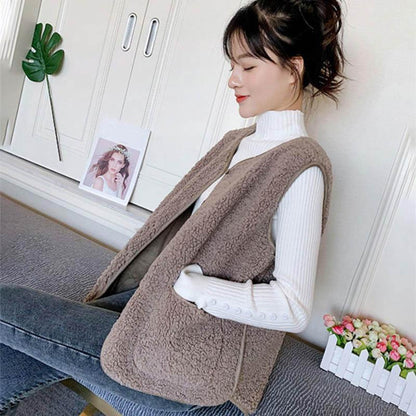 Lamb Hair Vest Women Autumn and Winter Models All-match Fashion Ladies Waistcoat Outer Wear Vest Vest Jacket