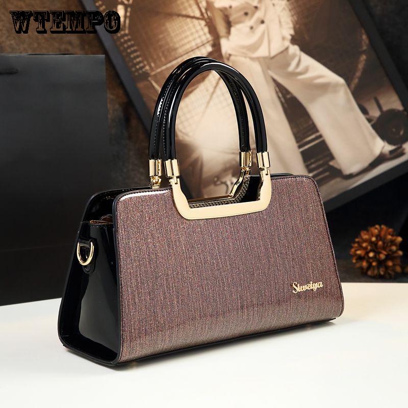 Handbag Messenger Bag Fashion Versatile Patent Leather Handbag Leather Texture Personality