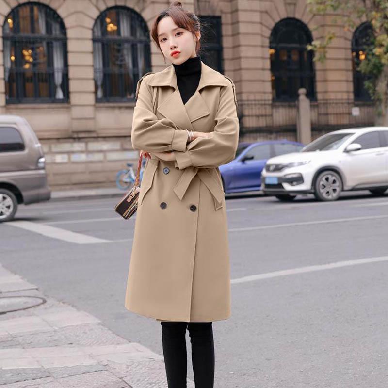 Lining Windbreaker Women's Mid-length Spring and Autumn New Coat All-match Loose Casual Thin Coat