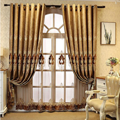 1/2pcs Modern European Style Embroidered Thick Luxury Curtains for Living Room Balcony Bedroom Blackout Curtains