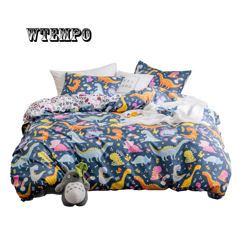 3 Pcs Printed Cartoon Animal Bedding Set Bed Sheet Bed Cover Bed Decoration Kids Home Textile