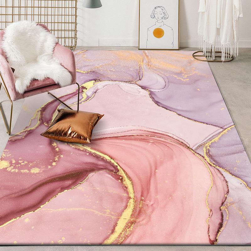 Modern Fashion Aesthetic Dream Abstract Watercolor Pink Gold Purple Bedroom Living Room Bedside Carpet Door Mat