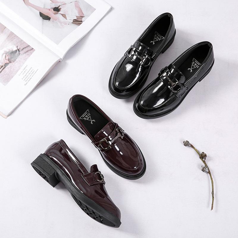 British Style Retro Small Leather Shoes Women's Shoes Metal Buckle Single Shoes Casual Lazy Shoes Soft Soles Small Leather Shoes Women