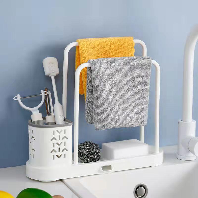 Drain Rack Hanging Dish Cloth Rag Shelf Kitchen Supplies Scouring Arrangement Shelf Sink Storage Rack Home Organizer Towel Rack