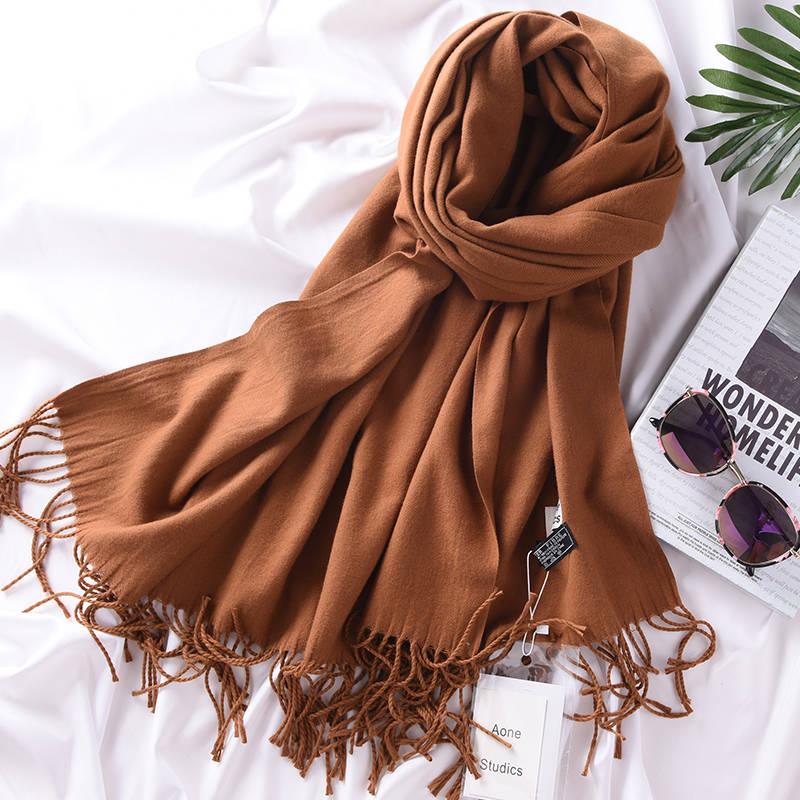 Scarves Ladies Autumn and Winter Fashion Cashmere Scarf Shawl Wild Tassel Solid Color Warm Headscarf