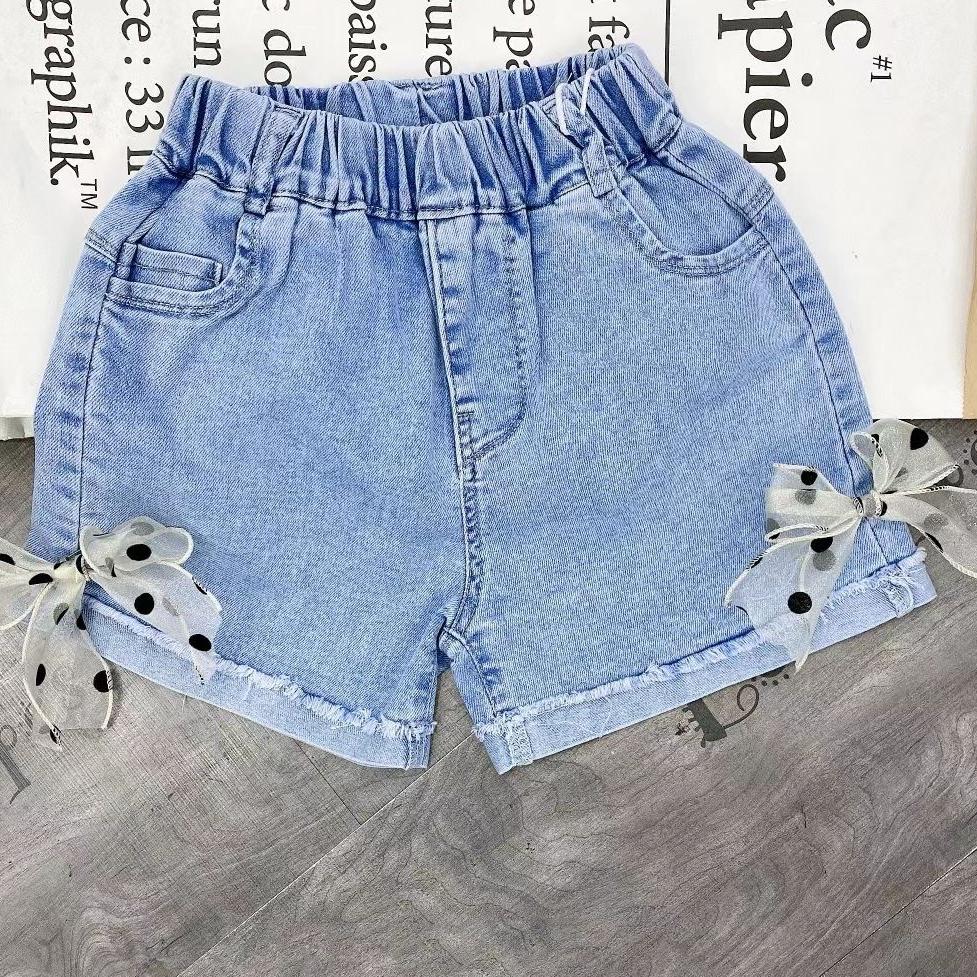 Children's Pants Summer Girls Casual Korean Style Shorts Bow Polka Dot Denim Solid Ruffle Pants