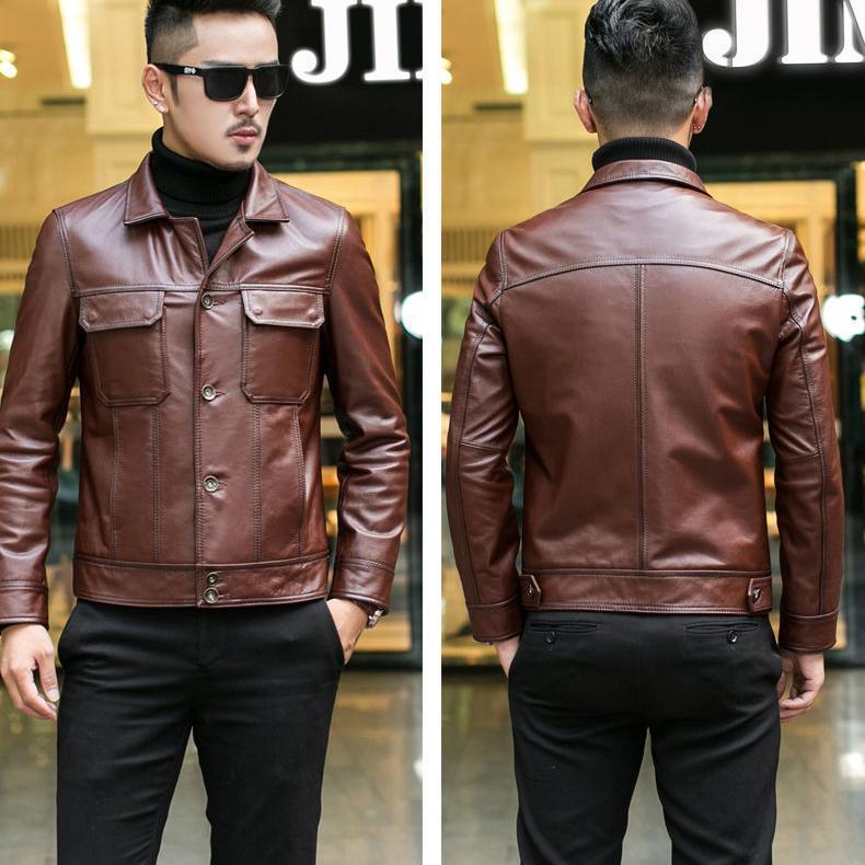 Fashion Urban Men's Jacket Autumn and Winter Fashion Trend Slim Thickening Plus Velvet Warm Sheepskin Jacket