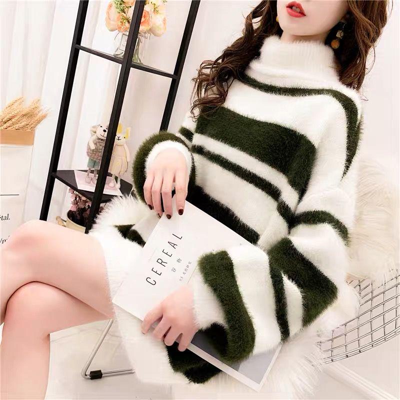 Water Jacket Jacket Warm Winter Jacket Autumn and Winter Thick Turtleneck Sweater Female Loose