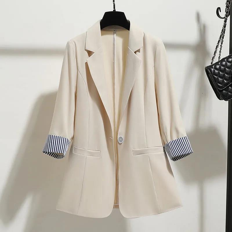 Women's Suit Jacket Slim Drape Thin Section Three-quarter Sleeve Elegant Blazer Jacket Ladies Loose Thin Coat Comfortable and Breathable