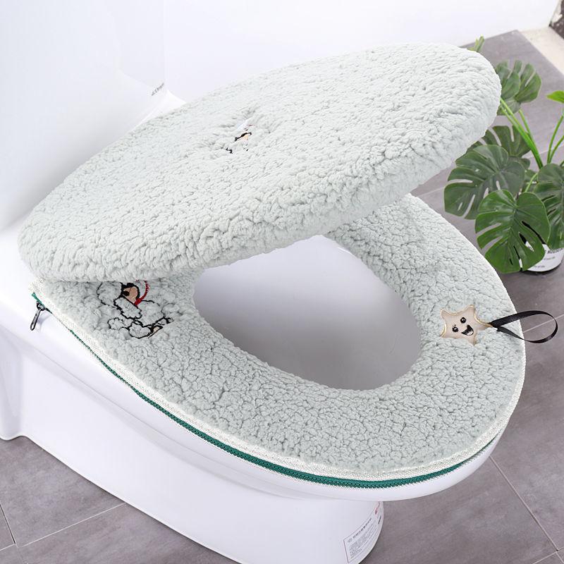 Toilet Mat Household Two-piece Chain Soft Plush Washable Thick Fashion Suit Four Seasons Universal Toilet Cover