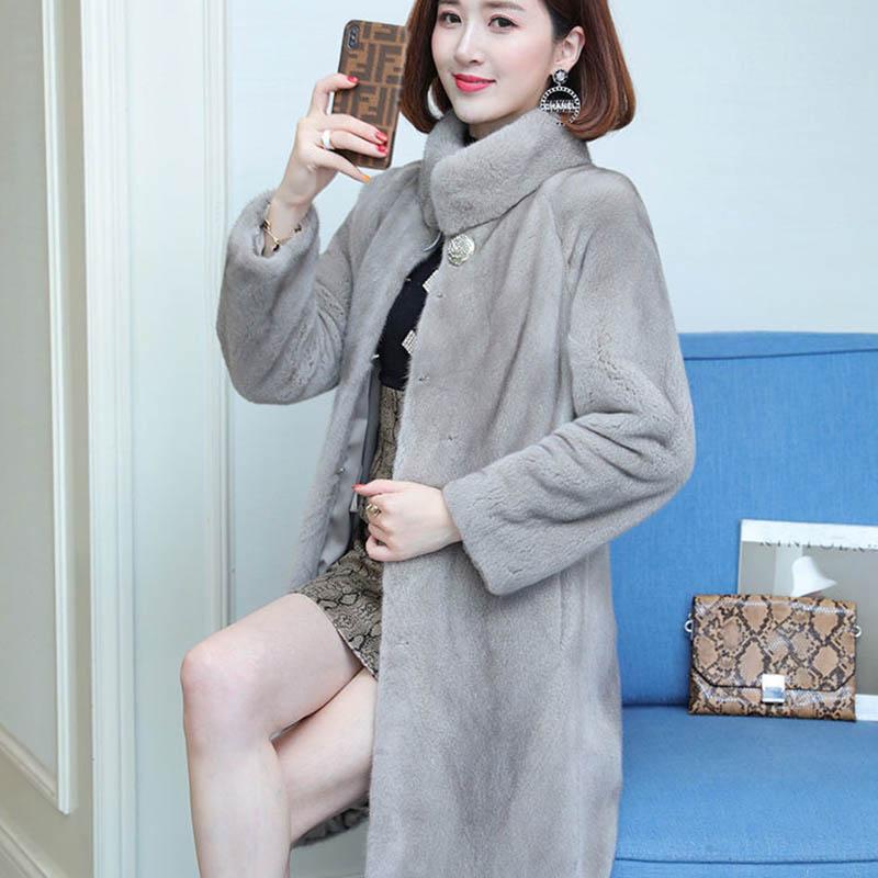 Faux Mink Coat Women Mid-length Winter High-end High-end Stand-collar Cotton Coat