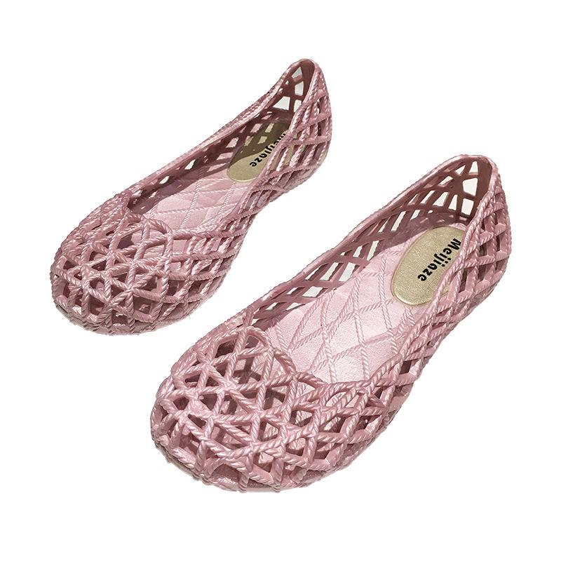 Women's Sandals Breathable Casual Jelly Hollow Out Mesh Flats Beach Shoes