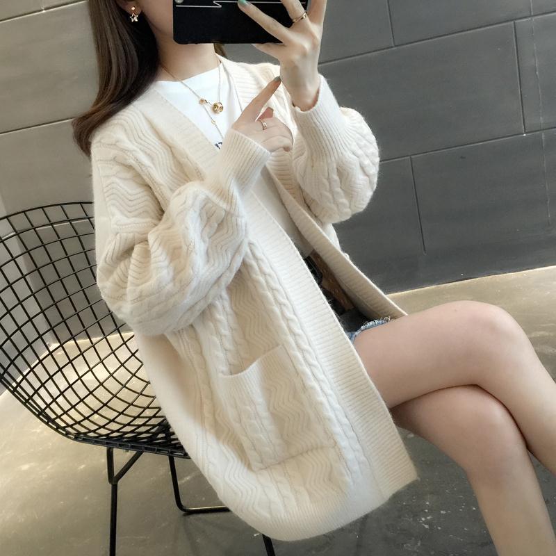 Mid-length Autumn and Winter Jacket Loose Knit Cardigan Long-sleeved Casual Sweater