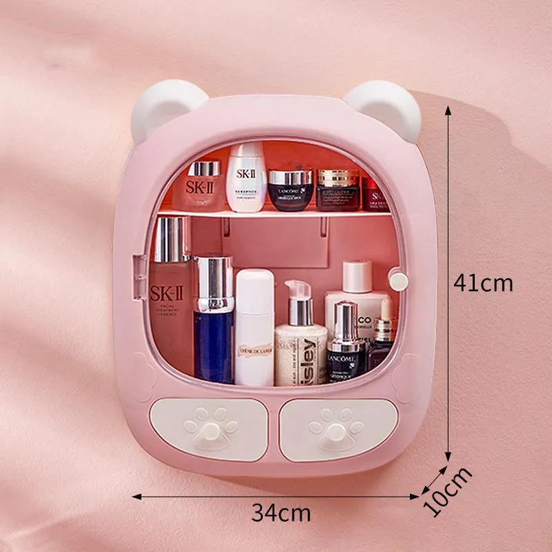 Cosmetic Storage Box Wall-mounted Bathroom Shelf Wall-mounted Non-perforated Dust-proof Household Large-capacity Bathroom