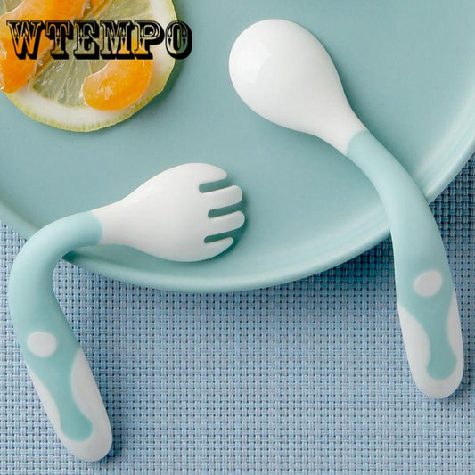 Brand Silicone Small Soft Spoon Baby Spoon Baby Cutlery Baby Feeding 260° Adjustable