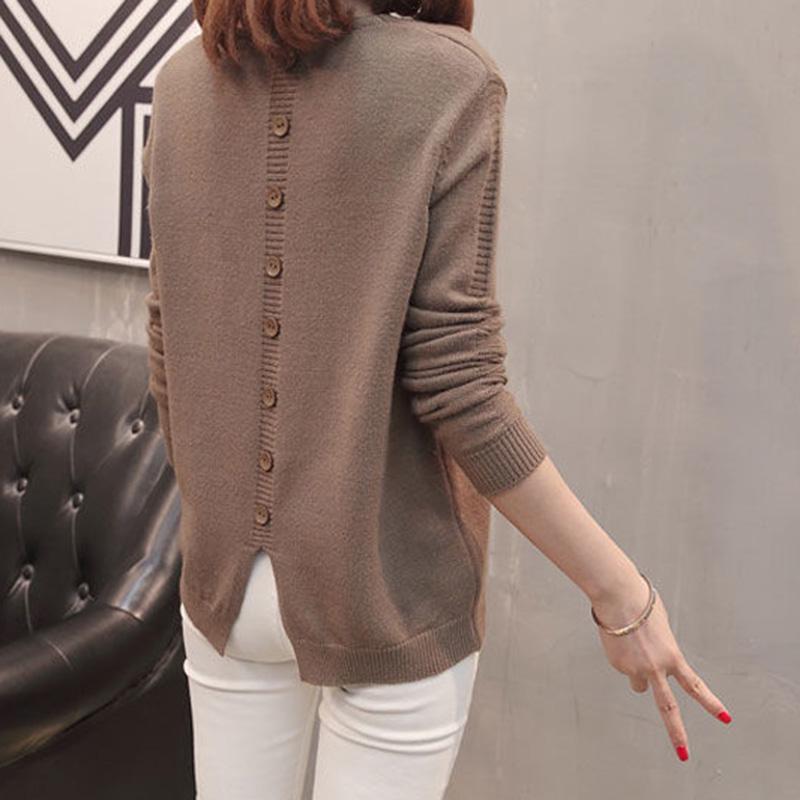 Sweater Pullover Korean Loose Temperament Top V-neck Bottomed Sweater Autumn and Winter Thread Fashion Women