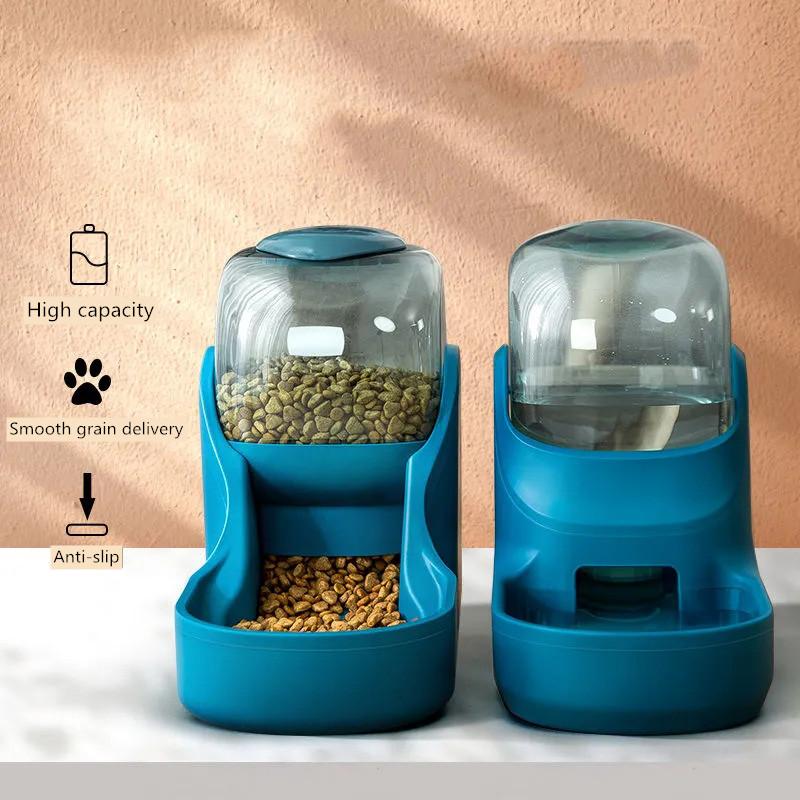 3.7L High capacity Non-slip Cat Bowls Unplugged Pet Food Dispenser Water Feeder Bowls Dogs Feeders Double Bowls Drinking Feeding Bowls