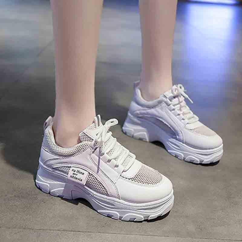 Plus Size 35-40 Summer Women Mesh Sneakers Girls Breathable Deodorant Running Basketball Shoes Shockproof Non-slip Ins Shoes