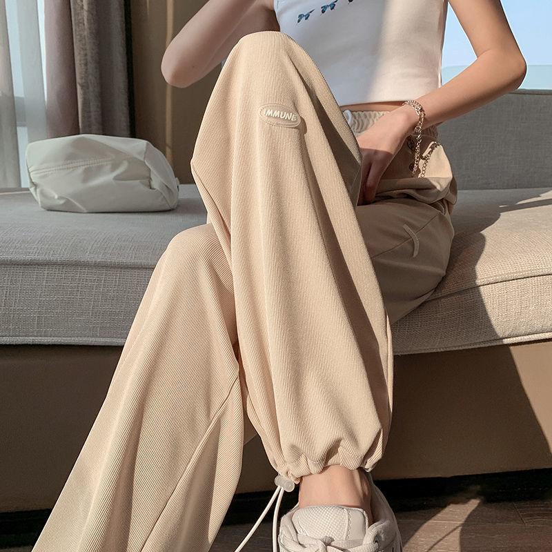 Summer Trousers for Female Students Loose and Versatile Trendy Thin Wide-legged Casual Sports Pant