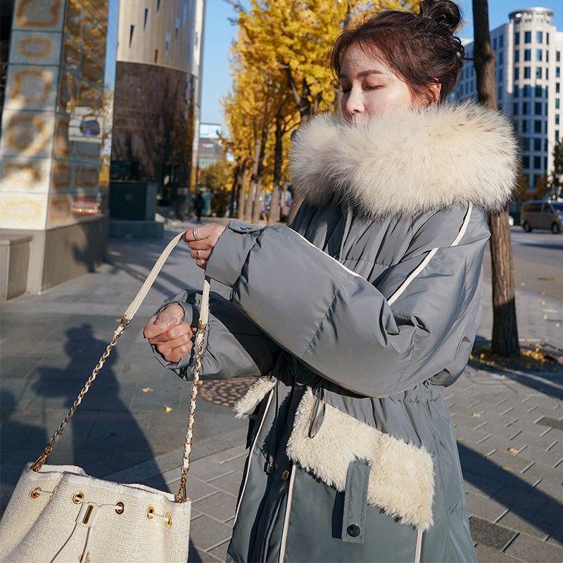 Women's Padded Jacket Mid-length Loose Waist Coat Women's Large Fur Collar Bread Jacket