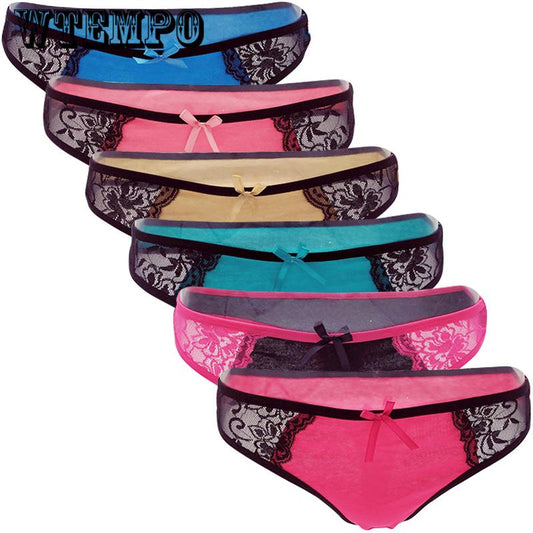 6 Pcs/Lot Fashion Brand Briefs Women's Sexy Cotton Soft Underwear Thong Panties Lace G-string