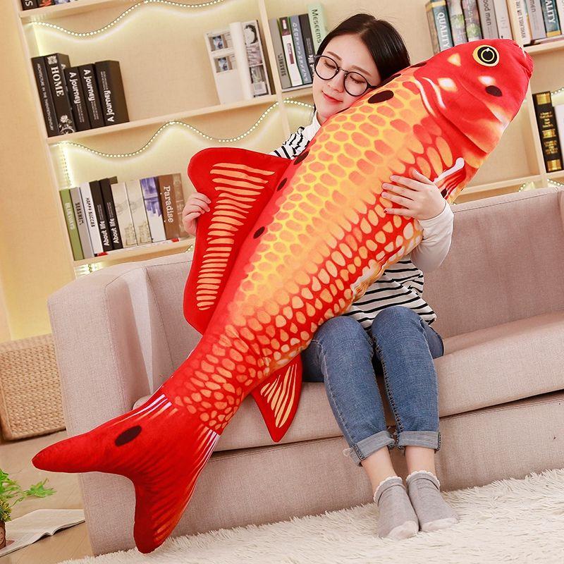 Soft Koi Plush Doll Pillow Lovely Simulation Fish Plush Toy Pet Cat Plush Toy Children Funny Sleeping Doll Pillow