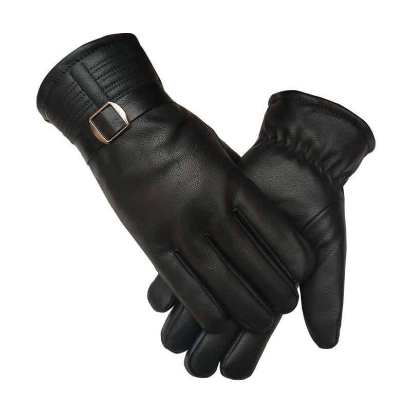 Thick gloves Man fashion gloves Plush Cotton gloves Windproof gloves Winter Warm Leather gloves