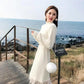 Autumn and Winter Plush Warm Dress Korean Loose Large Size Lace Mesh Pure Color Bottoming Skirt