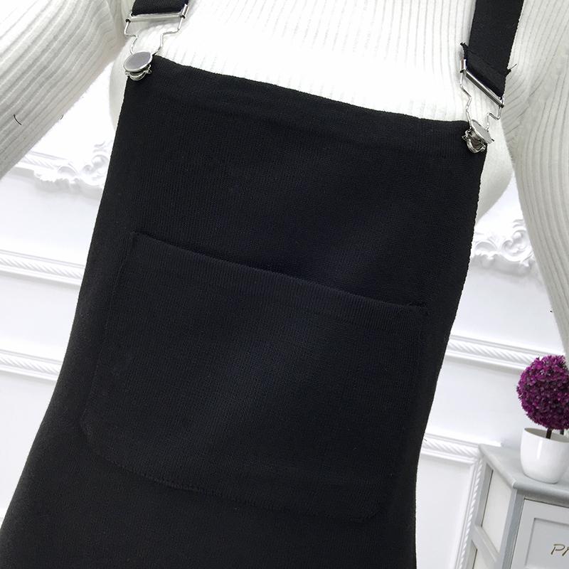 Autumn and Winter Long Suspender Skirt Sleeveless Slim Simple Suspender Skirt Solid Color Pocket Women's Knitted Skirt