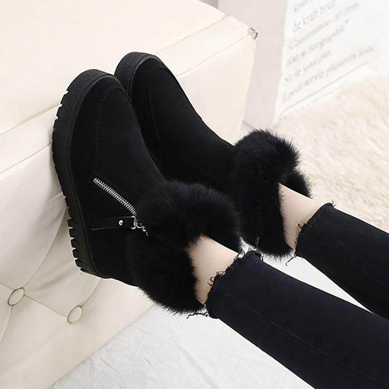 Autumn and Winter Plus Velvet Women's Boots Thick-soled Inner Heightening Snow Boots Short Boots Women's Cotton Shoes