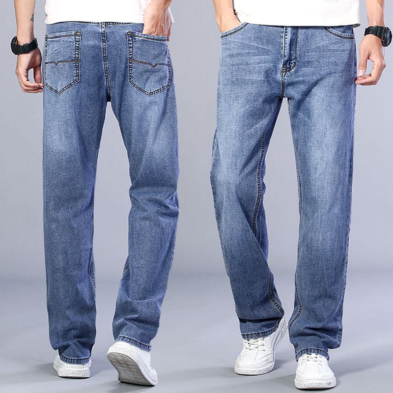 Summer Thin Jeans Young Men Loose Straight Stretch Casual Jeans