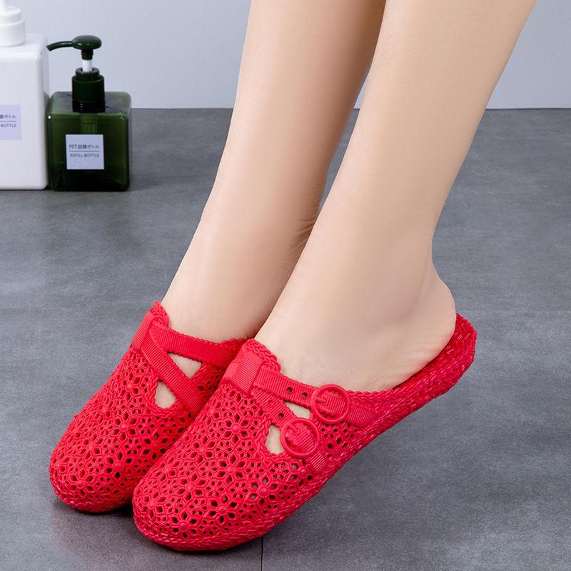 Summer Hole Shoes Beach Bathroom Indoor Garden Sandals Slippers Women Wear Non-slip Baotou Breathable Home