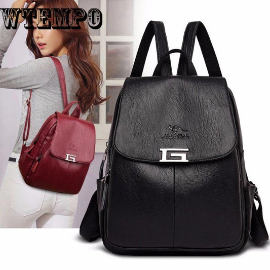 Fashion Women Backpack Youth Vintage Leather Backpacks for   Female School Bag Bagpack