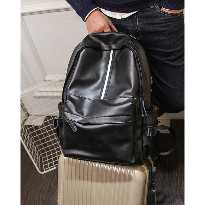 USB Backpack Men Black Striped Waterproof Outdoor Sports Travel Luggage Business Computer Bag