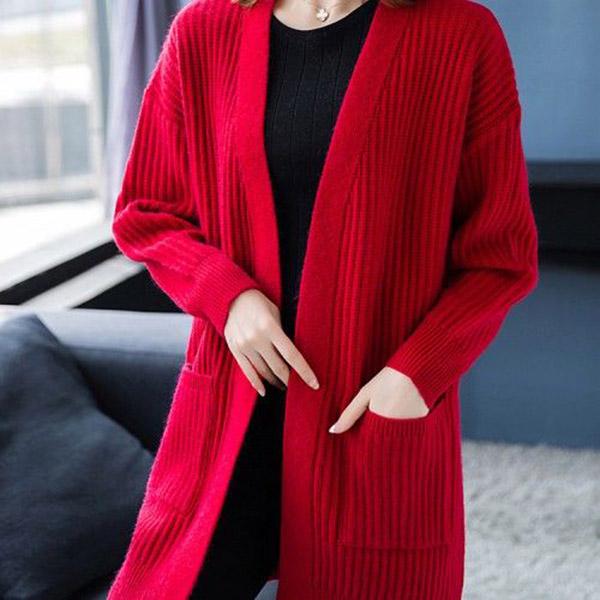 Knit coat trend wild woman clothing cardigan sweater women loose mid-length sweater