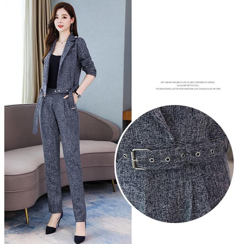 Thin Suit Spring and Autumn Women's Temperament Two-piece Casual Suit Short Jacket Straight-leg Pants Work Wear Slim Slimming Ladies Suit