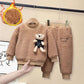 Girls Winter Thickening Sets Korean Baby Plus Velvet Children's Warm Cotton Two-piece Cartoon Suit Winter Clothing